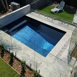 Silver Travertine Drop Face Pool Coping silver tiles grey tiles