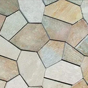 Golden quartz crazy paving on mesh national tiles