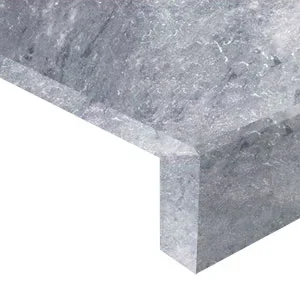 Grey limestone pool coping drop down rebate