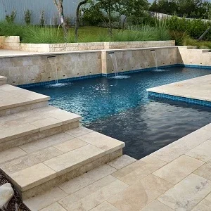 Ivory travertine pool coping tumbled tiles cream stepping coping biege tiles