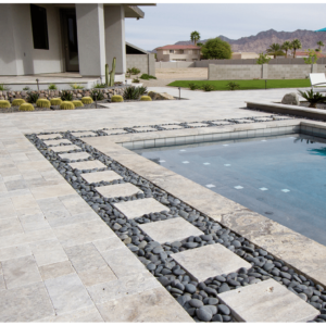 Silver travertine pool pavers