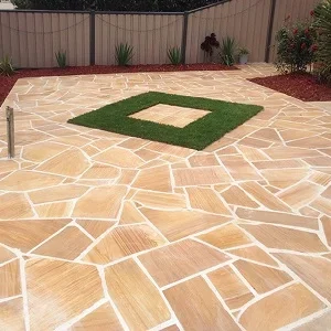 Teakwood sandstone crazy paving tiles and pavers pool paversl outdoor tiles beige tiles cream tiles yellow pavers